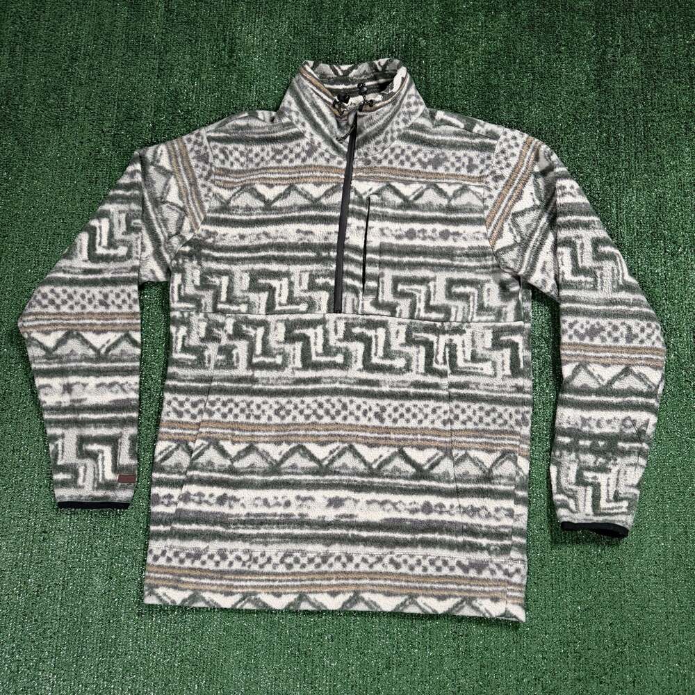 Billabong Boundary Mock 1/2 Zip Fleece Pullover, Grey/Black Geometric Medium